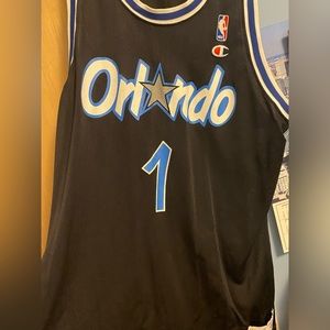 Vintage NBA Orlando Magic Penny Hardaway #1 Champion Jersey Black/Blue Size 48